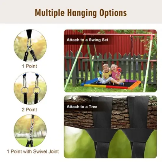 Infans 700lb Giant 60" Platform Tree Swing Outdoor w/ 2 Hanging Straps Colorful image {4}