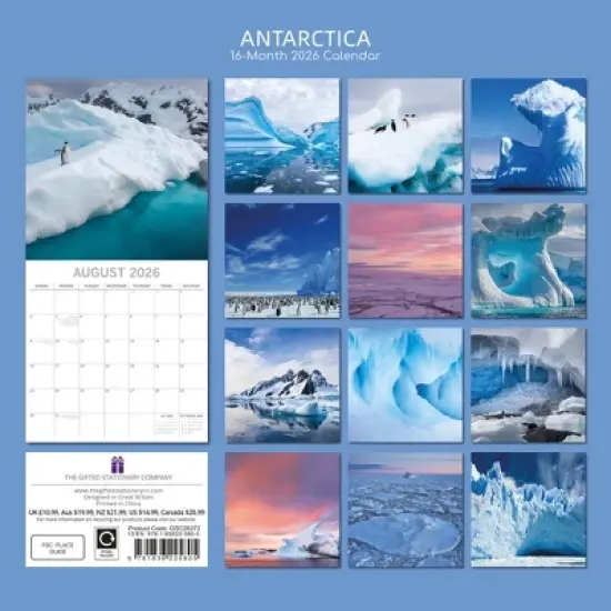 2026 Square Wall Calendar, Antarctica, 16-Month Natural World Theme, 180 Reminder Stickers (12x12 In) image {3}