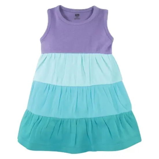 Hudson Baby Infant and Toddler Girl Cotton Dresses, Ombre Coral Teal image {3}