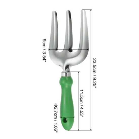 Unique Bargains PP 430 Stainless Steel Garden Tool Hand Weeder Fork 9.25 x 3.54 Inch Green 1 Pc image {1}