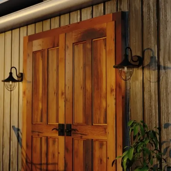 VAXCEL Dunlap 1 Light Textured Black Coastal Outdoor Wall Lantern Clear Glass image {4}