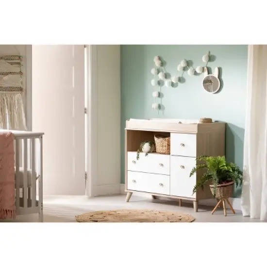 Yodi Changing Table with Drawers - Soft Elm and Pure White - South Shore image {2}
