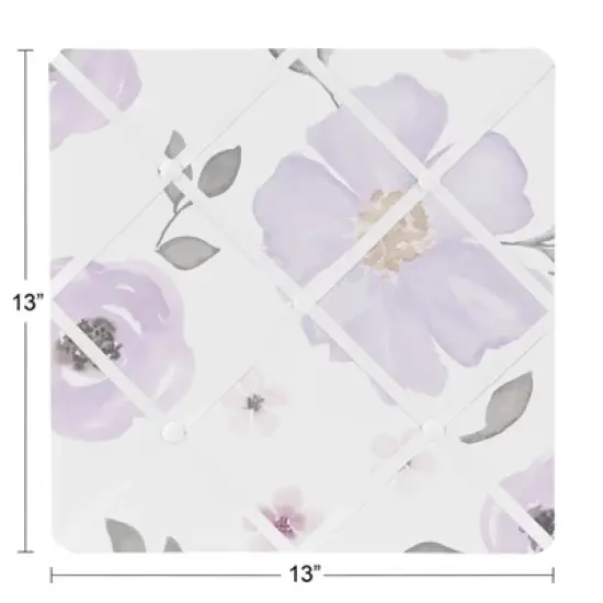 Sweet Jojo Designs Girl Fabric Photo Memo Board Watercolor Floral Purple Pink and Grey image {2}
