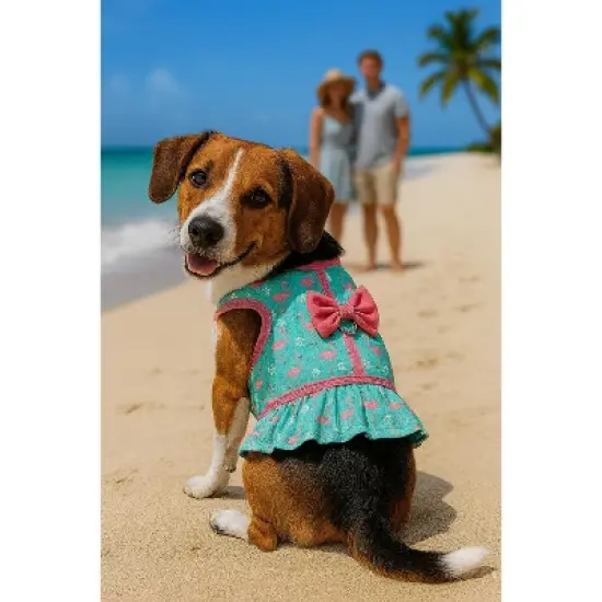 Parisian Pet 'Breathable Flamingo Pet Dress with Built-in Harness' for Dogs & Cats &ndash; Pink and Aqua image {3}