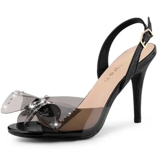 Allegra K Women's Slingback Rhinestone Open Toe Stiletto Heels Sandals image {7}