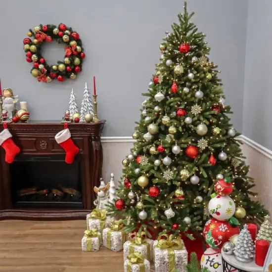 National Tree Company 9' Pre-lit Feel Real Jersy Fraser Fir Artificial Christmas Tree with Clear Lights image {3}