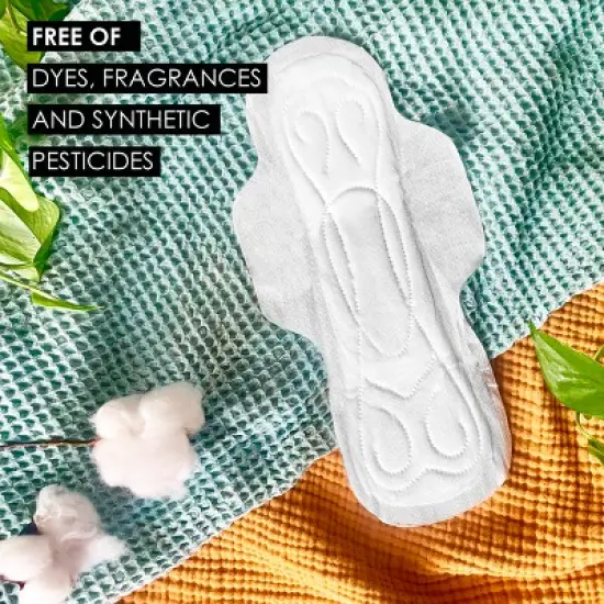 L . Organic Cotton Topsheet Ultra Thin Overnight Absorbency Pads image {3}