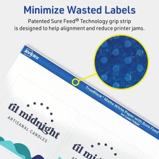 Avery TrueBlock Matte White Paper Labels,  2-1/2" x 2-1/2" Square image {3}