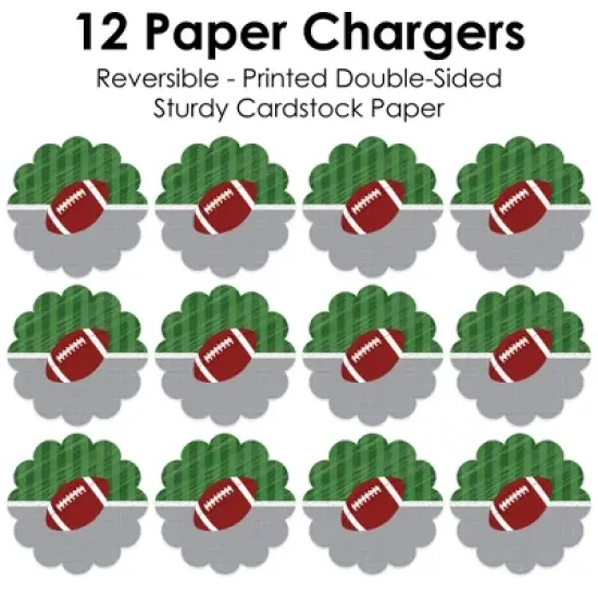 Big Dot of Happiness End Zone - Football - Baby Shower or Birthday Party Round Table Decorations - Paper Chargers - Place Setting For 12 image {4}
