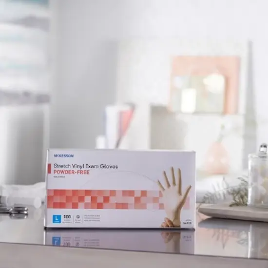 McKesson Vinyl Gloves, Powder-Free, Ivory, Large, 100 Count, 1 Box image {5}