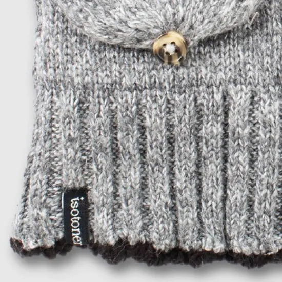 Isotoner Adult Recycled Knit Flip Top Mittens - Gray image {2}