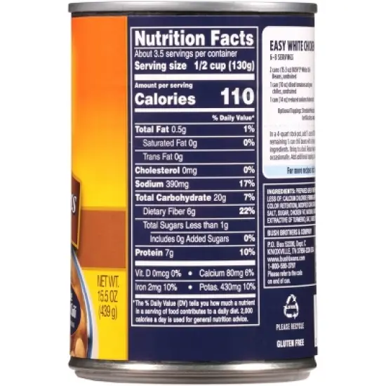 Bush's Great Northern Beans in Mild White Chili Sauce - 15.5oz image {10}