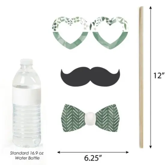 Big Dot of Happiness Boho Botanical Bride - Greenery Bridal Shower and Wedding Party Photo Booth Props Kit - 20 Count image {3}
