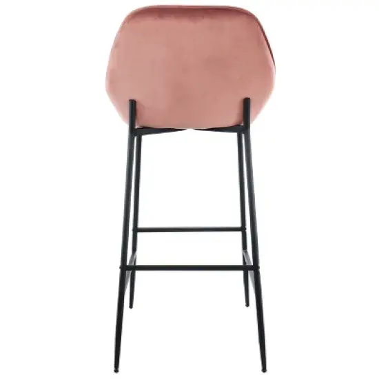 Elama 2 Piece Velvet Bar Stool in Pink with Black Legs image {6}