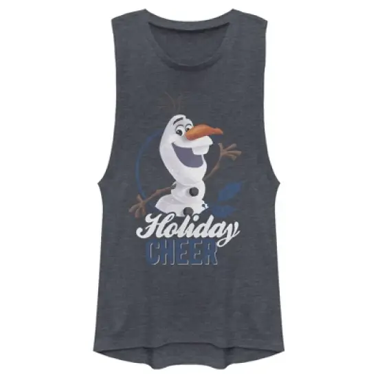 Junior's Frozen Olaf Holiday Cheer Festival Muscle Tee image {2}