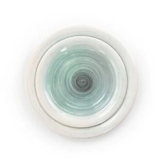 Elama 12 Piece Lightweight Melamine Dinnerware Set in Light Blue image {2}