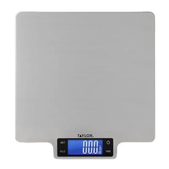 Taylor 22lb Stainless Steel Platform Kitchen Food Scale Gray: Digital Baking & Postal Scale with Oversized LCD Display image {7}
