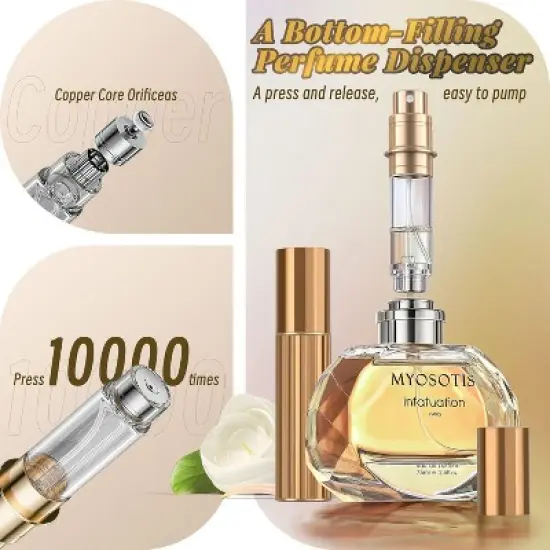 10ml Metal Perfume Atomizer Travel Refillable,Bottom-Filling Fragrances Perfumes Bottle,Mini Cologne Dispenser, Portable Sprayer image {3}