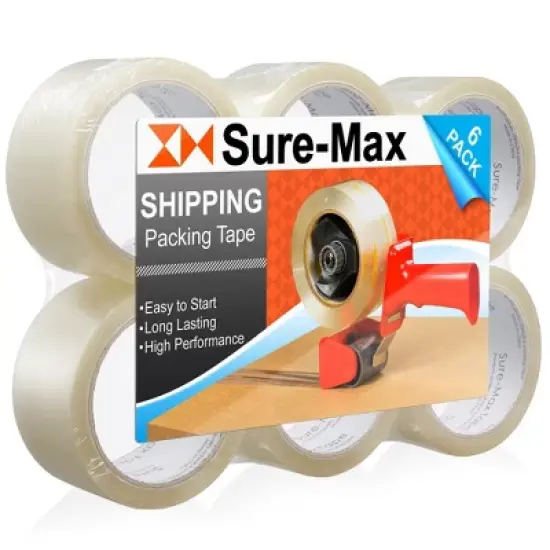 Sure-Max Premium Carton Packing Tape 2.0 mil 165 Feet (55 yards) - Clear image {6}