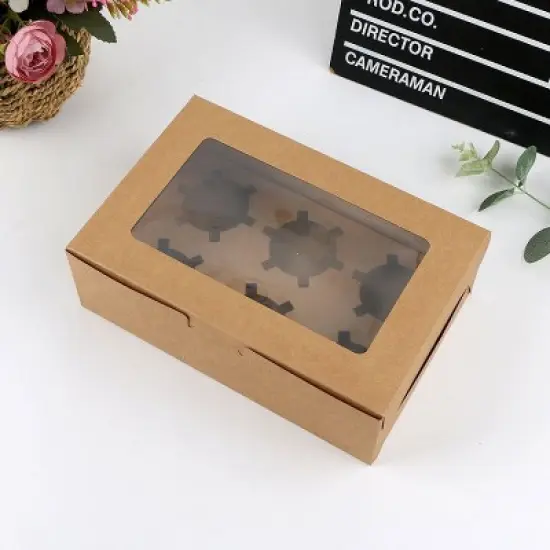 25 Pcs 6-Cell Cupcake Boxes with Inserts - Window Muffin Packaging Box with Lid image {5}