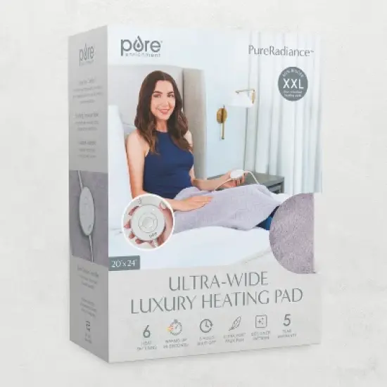 Pure Enrichment Pure Radiance Ultra-Wide Luxury Heating Pad - 20" x 24" - Amethyst Dusk image {6}