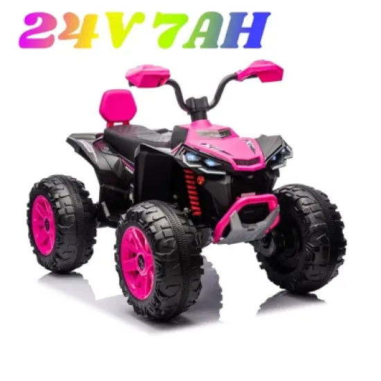 24 Volt Kids ATV Ride-On, Electric Dual 4 Wheeler with 2-Seater, Ride on Toys for Big Kids with LED Lights, Music, High Low Speed image {9}