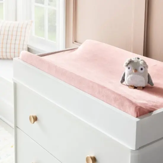 Velvet Polyester Spandex Changing Pad Cover - Pink - Cloud Island&trade; image {1}