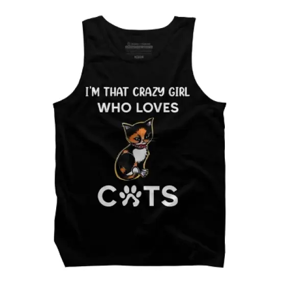Men's Design By Humans I'm That Crazy Girl Who Loves Cats Cartoon By MeowShop Tank Top image {2}