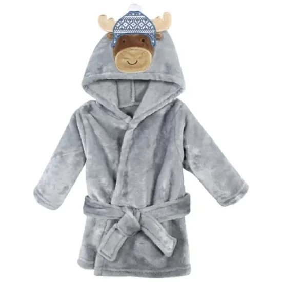 Hudson Baby Infant Boy Plush Bathrobe and Toy Set, Winter Moose, One Size image {3}
