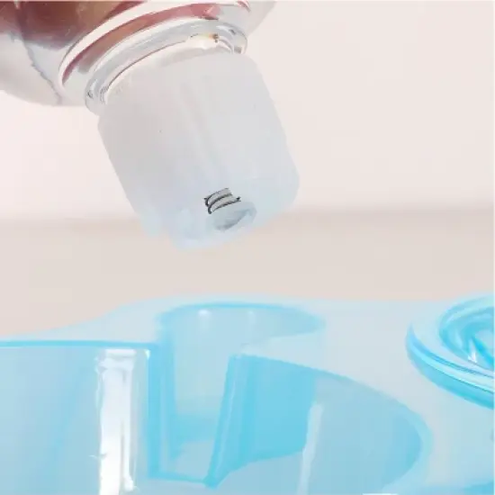 ANYPET Slow Feeder Bowl, Elevated, Double Transparent for Cats, Small Dogs, Pet Automatic Water Feeder with Water Bottle, Blue image {4}