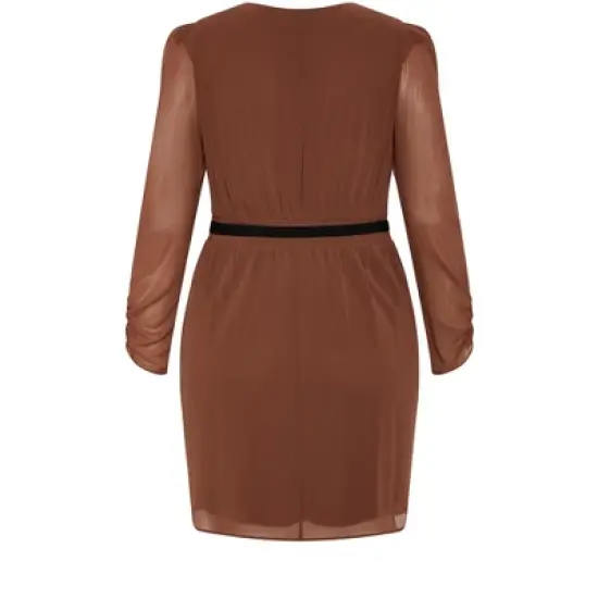 Women's Plus Size Wrap Affair Dress - truffle | CITY CHIC image {4}