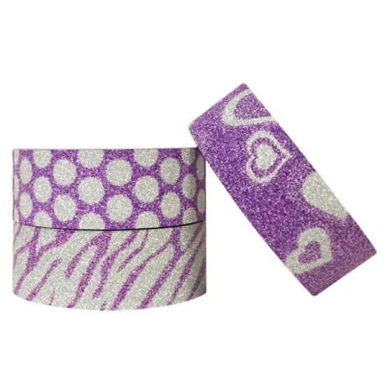 Wrapables Purple Shimmer Washi Masking Tape (Set of 3) image {2}