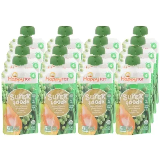 Happy Family Organics Happy Tot Superfoods Organic Pears, Green Beans, and Peas Fruit and Veggie Blend - Case of 16/4.22 oz image {5}