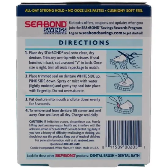 Sea-Bond Dental Adhesive Seals Original Upper, 30 Count image {1}