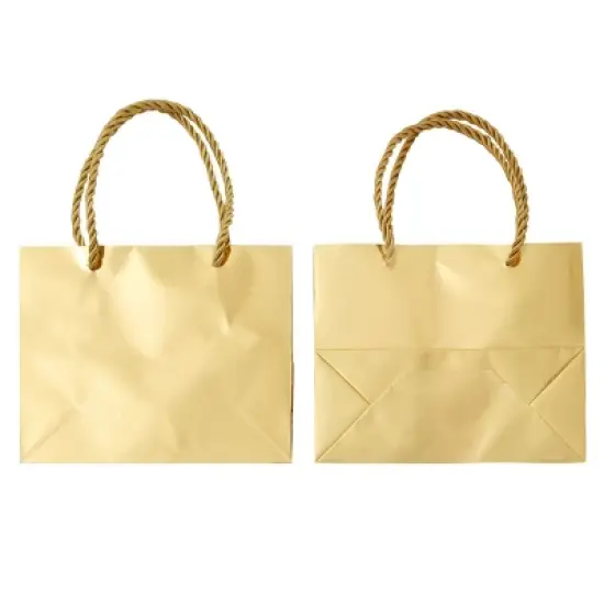 Sparkle and Bash 24 Pack Mini Gift Bags with Handles in Metallic Gold, Reusable Paper Gift Bags , 6 x 5 x 2.5 In image {6}