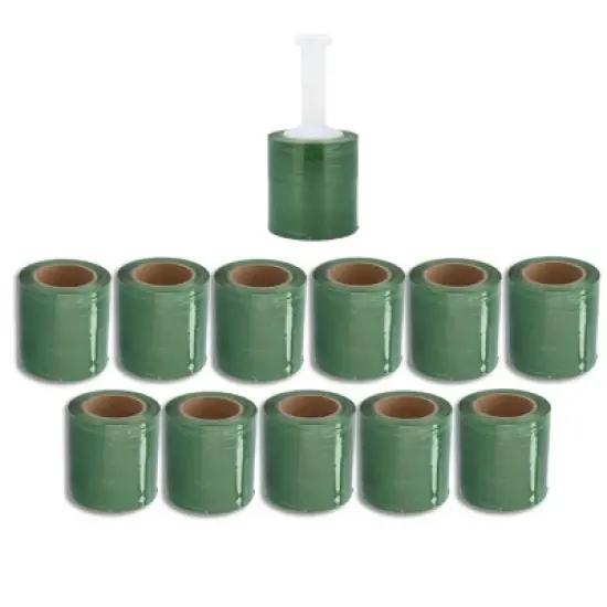 PSBM 12 Rolls 5" x 1000 Ft. Green Hand Wrap Stretch Shrink Film with Handle, 80 Ga image {2}