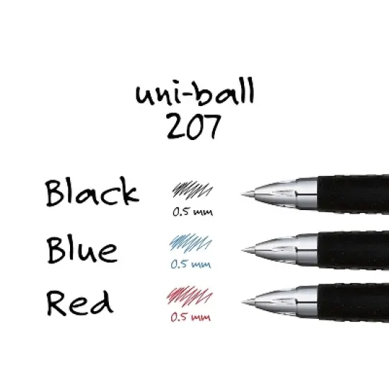 uni-ball uniball 207 Retractable Gel Pens Micro Point 0.5mm Blue Ink 12/Pack (61256) image {6}