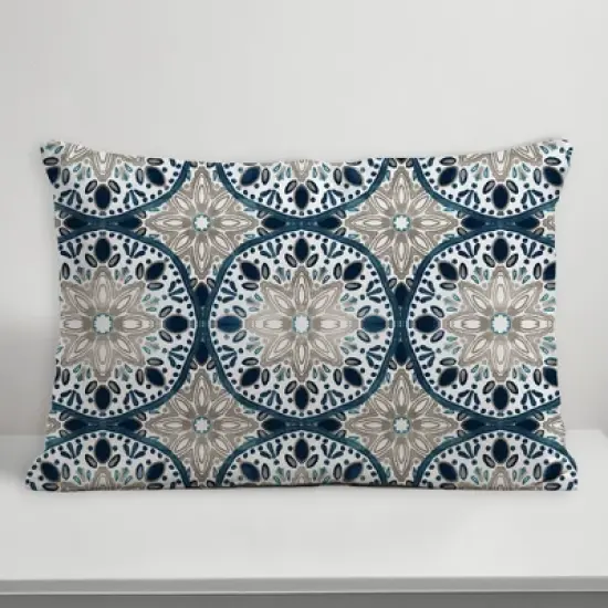 Creative Products Faded Gray Blue Medallions 14x20 Indoor / Outdoor Pillow image {4}