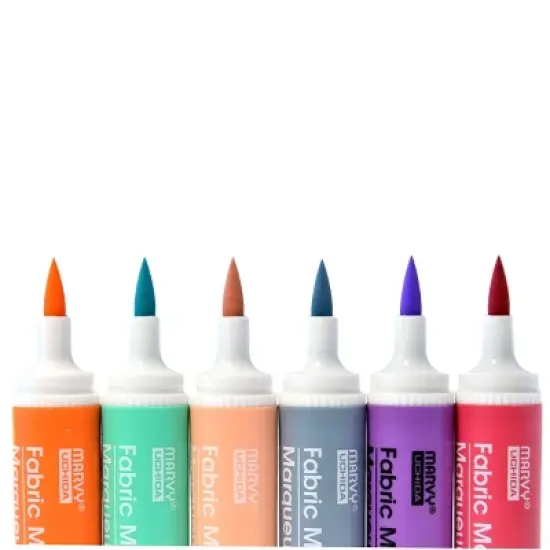 Fabric Brush Markers 6ct Marvy Uchida -Pastel: Non-Toxic, Fine & Bold Tips, School Supplies for Kids, Ages 12+ image {2}