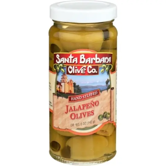 Santa Barbara Olive Co. Stuffed Jalapeno Olives - Case of 6 - 5 oz image {1}