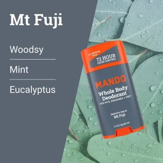 Mando Whole Body Men's Smooth Solid Deodorant Mt Fuji - Aluminum-Free 2.6oz image {5}