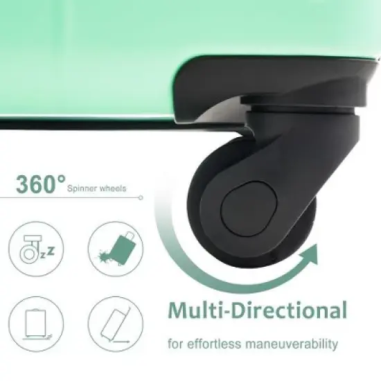 Luupatchy 20 Inches Hardshell Carry-On Luggage,With 2 Packing Cubes, Green image {4}