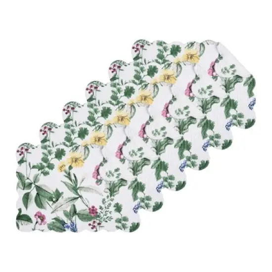 C&F Home Marcy Blooms Scalloped Placemats Set of 6 Floral Design All, 13" x 19" image {8}