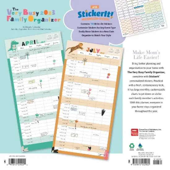 2023 Square Wall Calendar with Sticker Sheet The Very Busy Family Organizer - BrownTrout image {1}