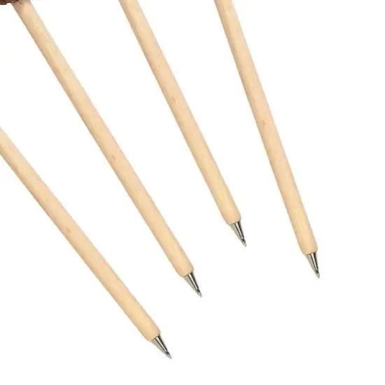 Spooktacular Fun! Witch Broom Pens (4 Pack) - Black Ink, Wooden Broom Handle, Halloween Stationery image {1}