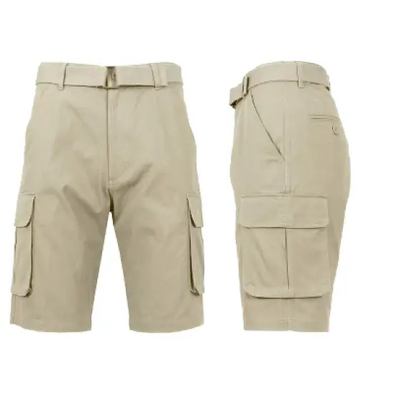 BLU ROCK Men's 3-Pack Cotton Flex Stretch Cargo Shorts With Belt image {8}