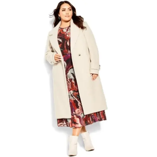 Women's Plus Size Ella Coat - buff | CITY CHIC image {1}