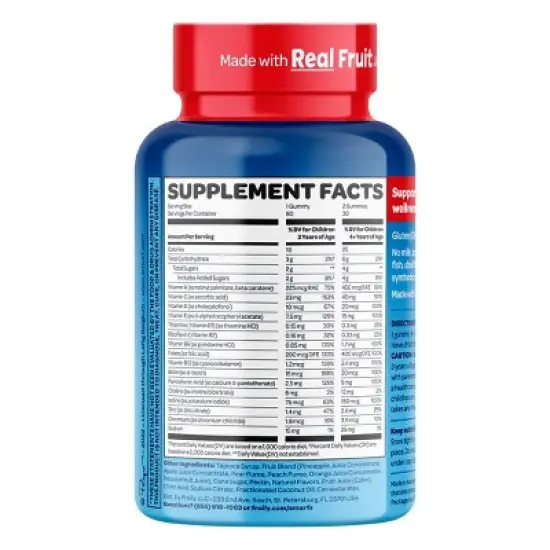 Smurfs Multivitamin Kids Vitamin Gummies, Includes 15 Daily Vitamins & Minerals, Smurfs Berry Flavored, 60ct image {1}