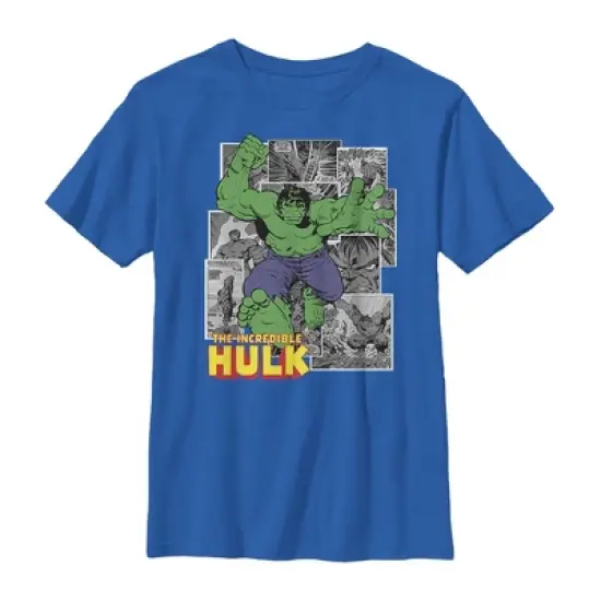 Boy's Marvel Hulk Gray Grayscale Panels T-Shirt image {3}