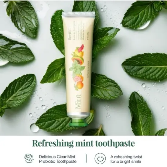 Fluoride-Free Prebiotic Toothpaste &ndash; Mint Tooth Gel &ndash; Revitin &ndash; 3.4 oz (Pack of 3) image {1}